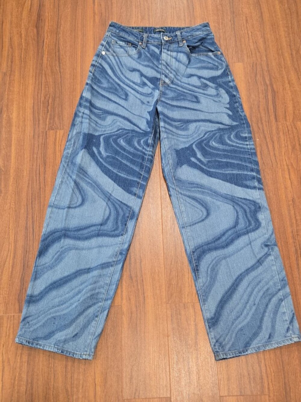 Wild Fable Womens Jeans 4 27R High Rise Wide Leg Swirl Print Y2K Psychedelic